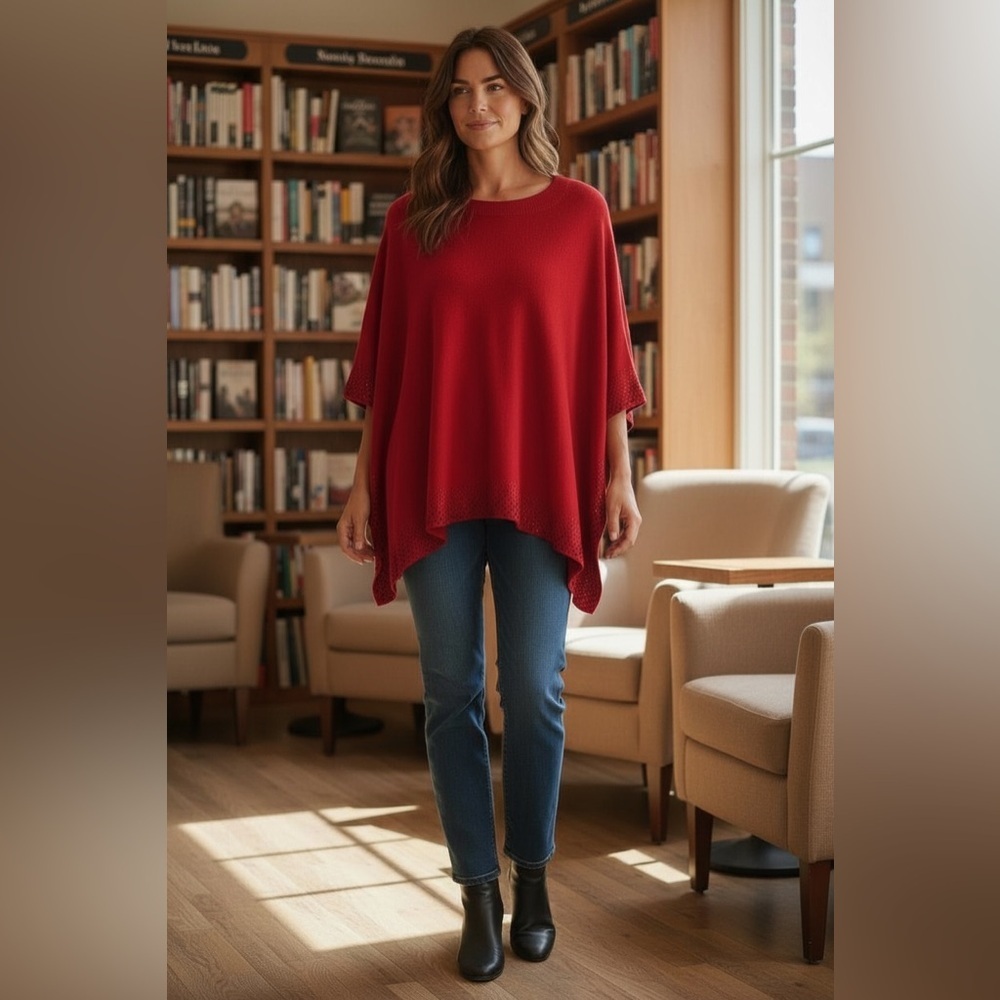 Chico’s Embellished Poncho Sweater – XXS/XS (Chico’s Sizing)